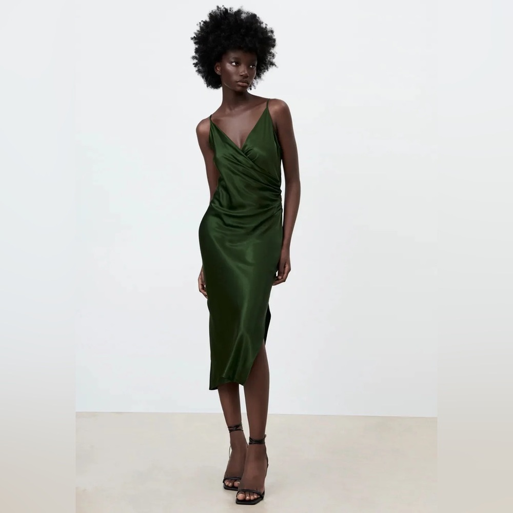 NWT ZARA DRAPED LINGERIE-STYLE DRESS